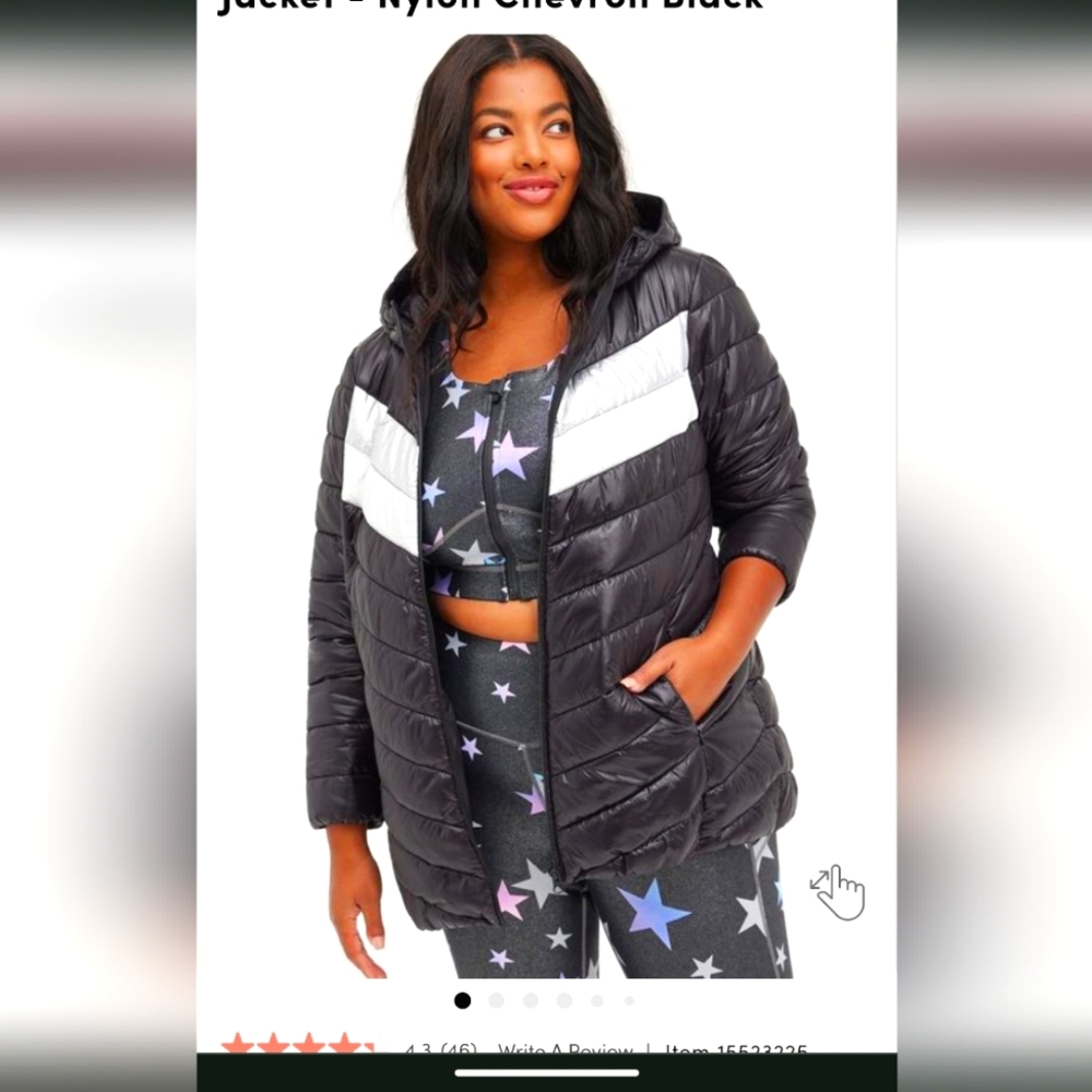 Lightweight Packable Puffer Coat - Nylon Chevron Black